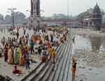 A view of the bathing pilgrims at Hari ki Pairi (Footstep of Gods) Ghat at Haridwar