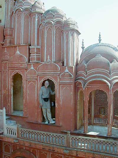 Allen standing on the rear of the Hawa Mahal